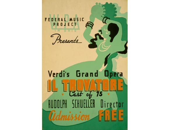 Locandina de “Il Trovatore”. Ohio Federal Music Project, 1936.
