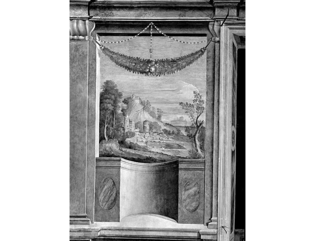 Fig. 6. Anonimo A (Hermannus Posthumus?), “Studio da una delle decorazioni del Giardino segreto di palazzo Te”, Berlino, Staatliche Museen, Kupferstichkabinett, inv. 79 D2 a, f. 10r