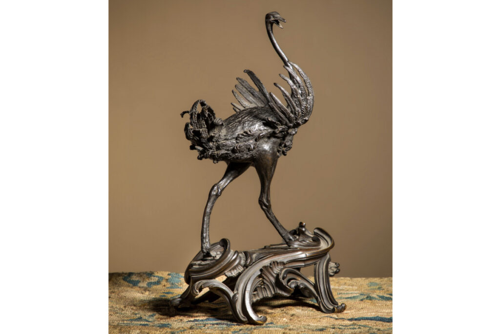 Giambologna (Jean de Boulogne) (Douai 1529 – Firenze 1608), ” Struzzo” . Bronzo, h cm 30. Cambridge, Cheffins Fine Art, 22 aprile 2021, lotto 329.
