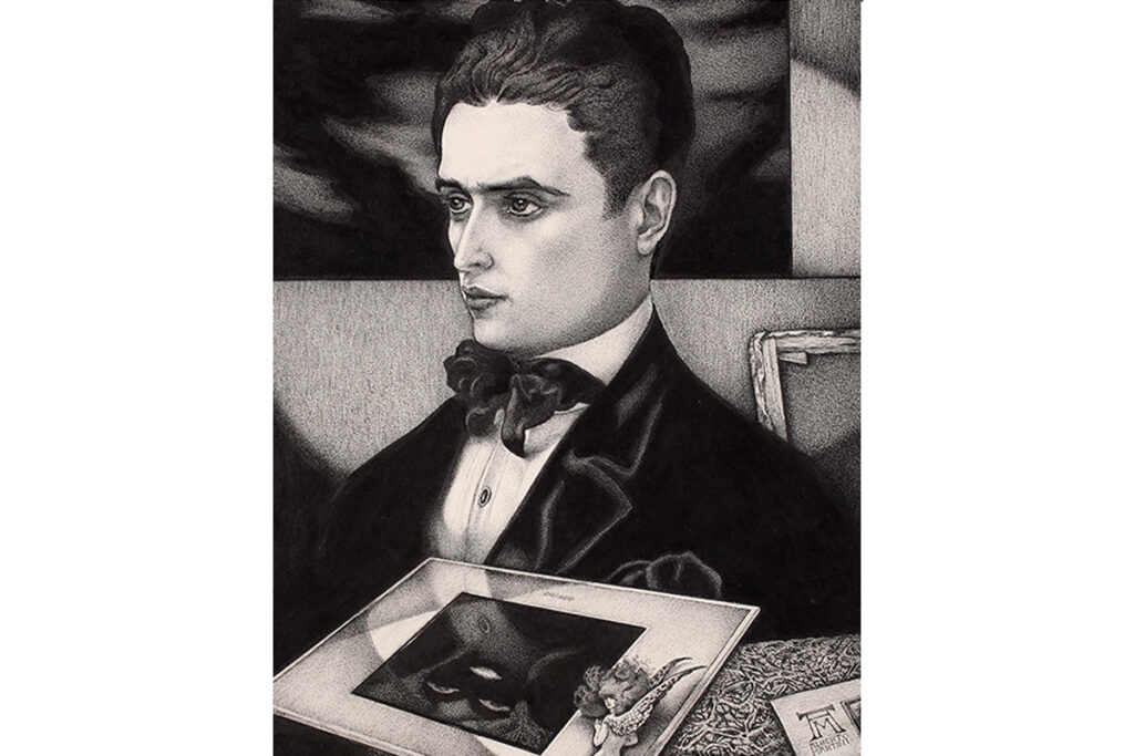Alberto Martini (Oderzo 1876 - Milano 1954), ” Autoritratto” , 1905-11. China su carta, 412x322mm. Firmato in b. a d. ” AM Alberto Martini”  in mostra da W. Apolloni