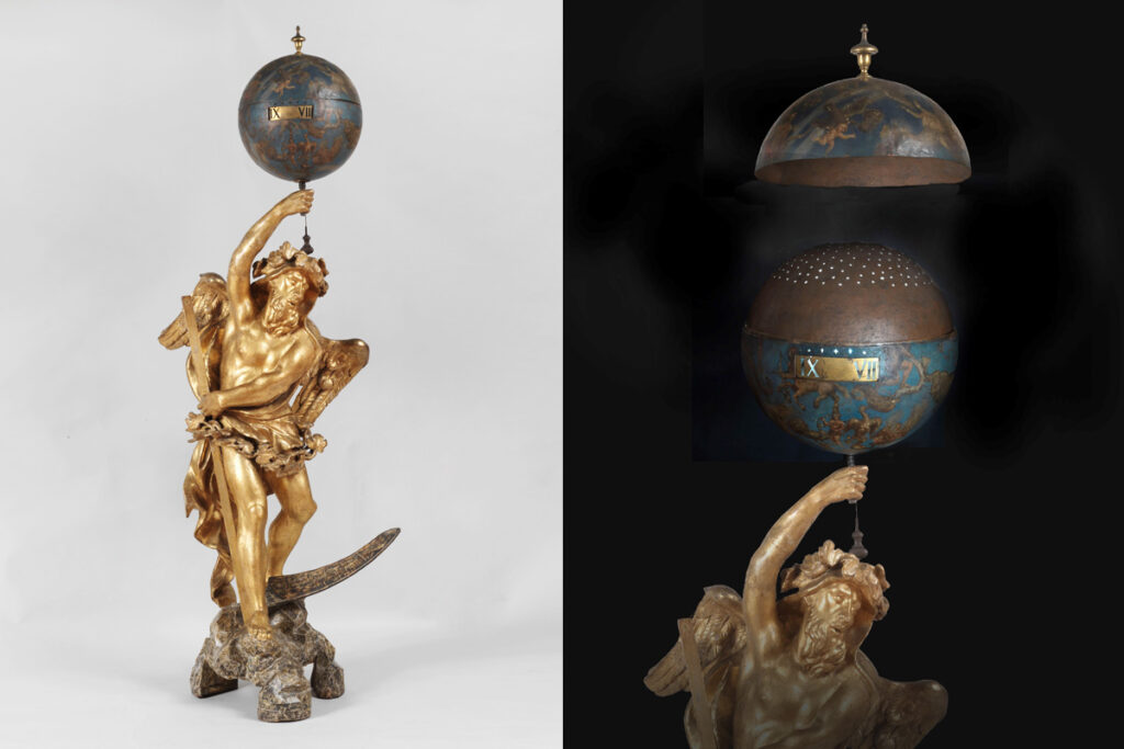 Reyff (attr.), Orologio notturno a proiezione entro globo celeste