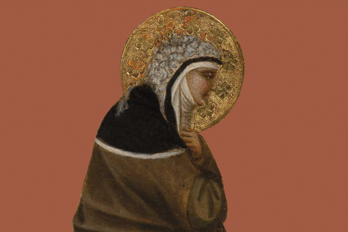 Pietro Lorenzetti (Siena, 1280-1348), “Beata Umiltà̀ guada il fiume Lamon”e (part.). Faenza, Pinacoteca Comunale.
